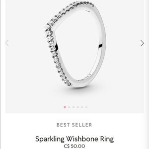 Sparkling wishbone pandora ring